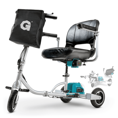 G Brand Folding Electric Mobility Scooter Plus - 48V 2Ah Removable Battery, Lightweight, Long Range + Extra Battery (Blue) Mobility Scooter