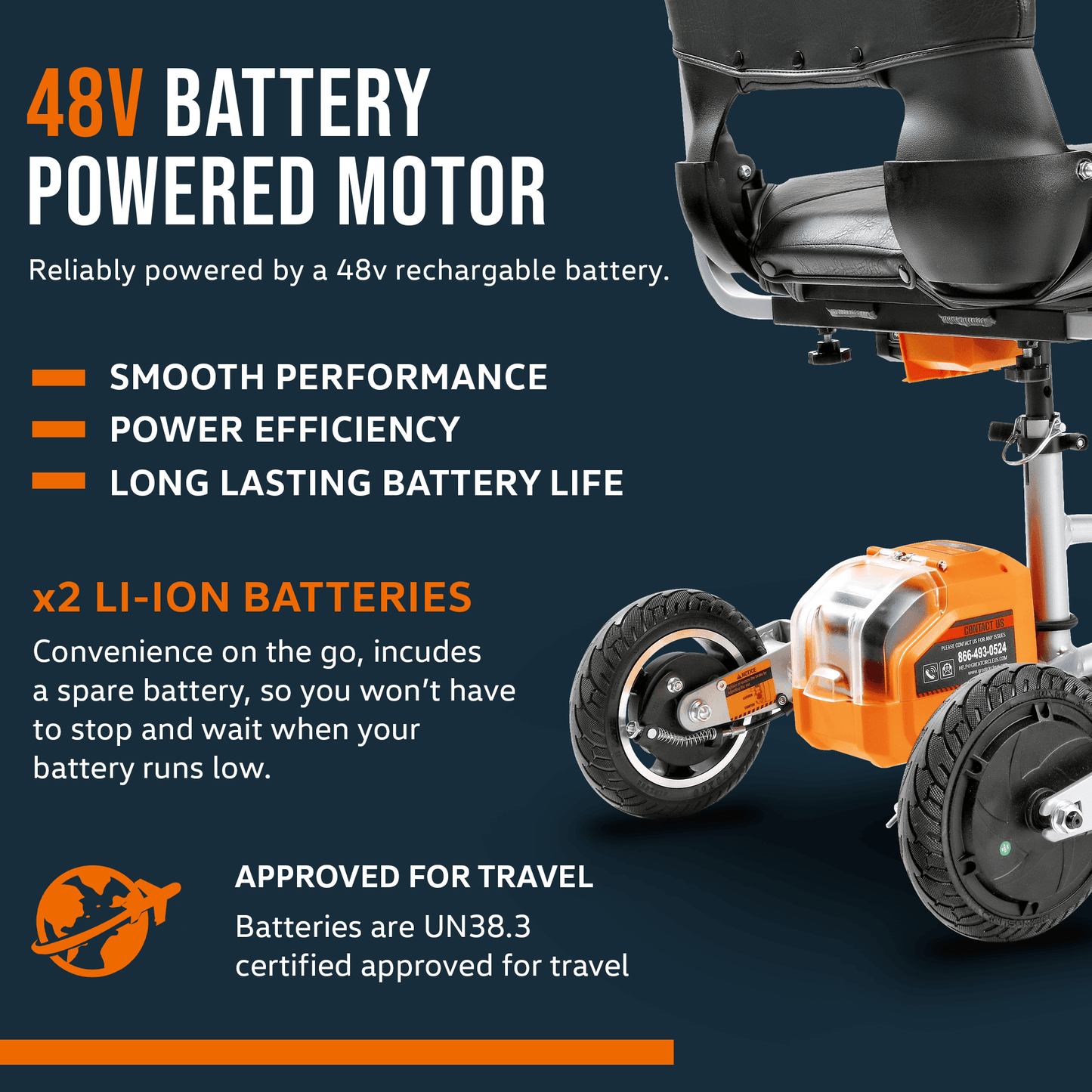 (Pre-Owned) SuperHandy Folding Mobility Scooter Plus - 48V 2Ah Battery System, Lightweight, Long Range + Extra Battery Mobility Scooter