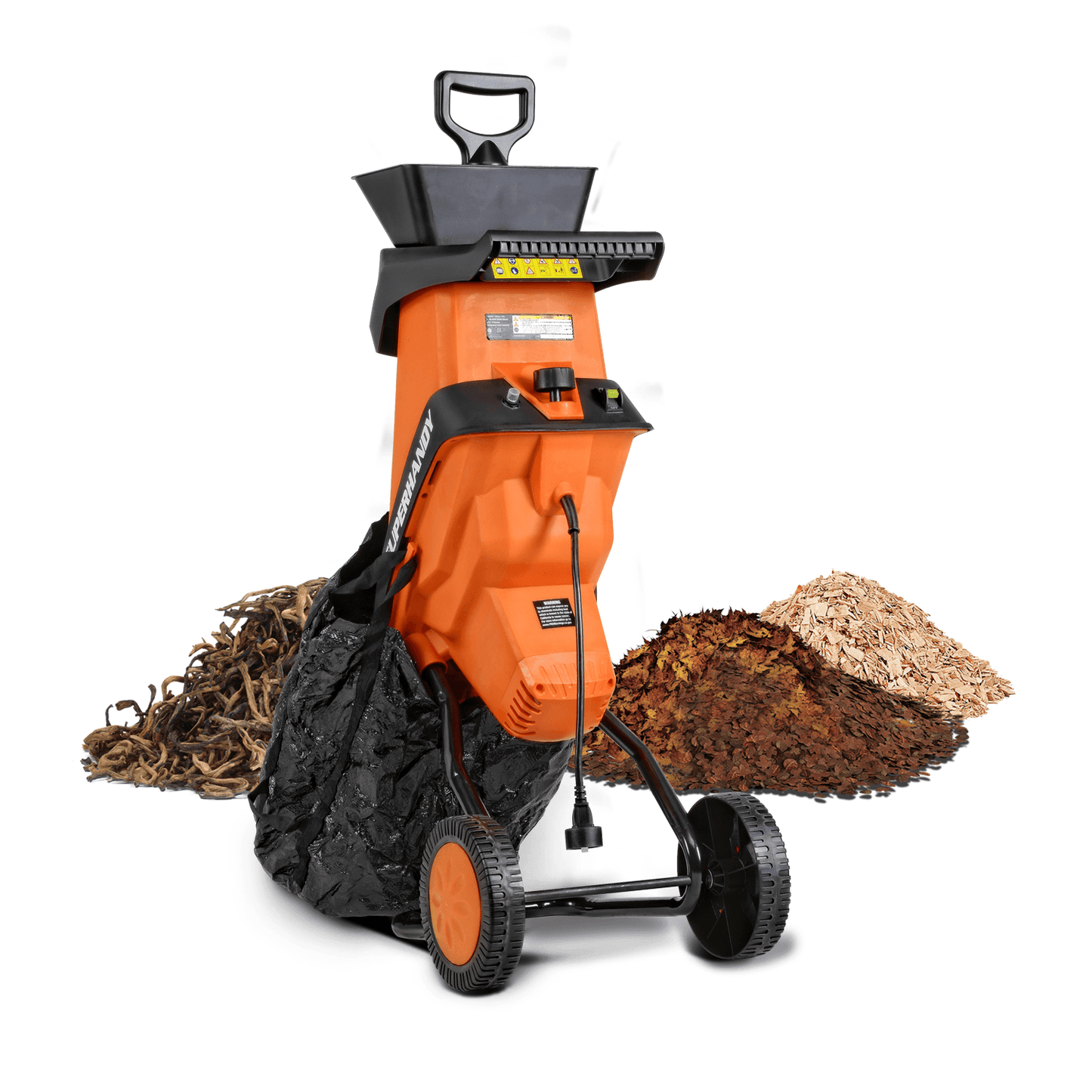 SuperHandy Light Duty Electric Wood Chipper - For Small Branches, Leaves, and Debris (Orange) Wood Chipper